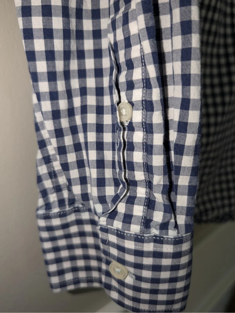 Men’s Banana Republic Long Sleeve Button Down Blue Checkered Shirt Size Large